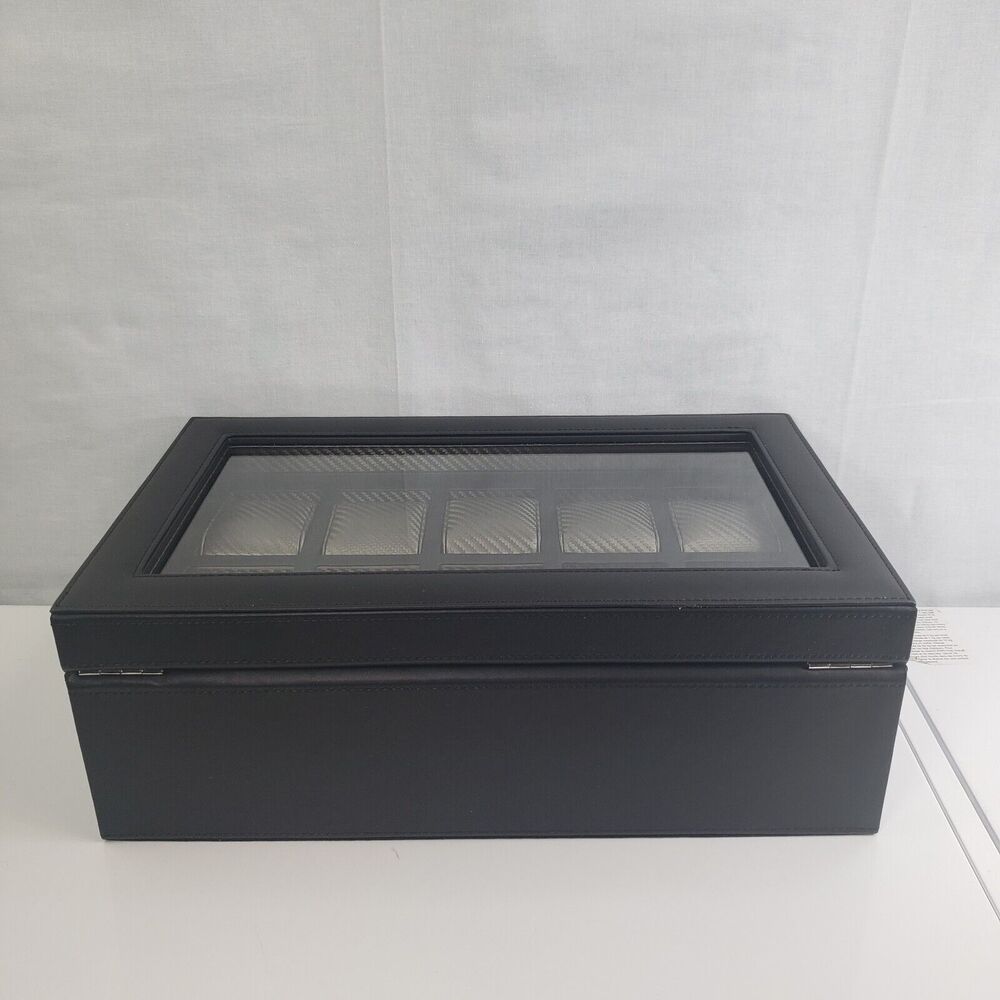 Houndsbay Yachtsman Vegan Leather Watch Jewelry Case 10 Slots With Pull Out Draw - Picture 15 of 16